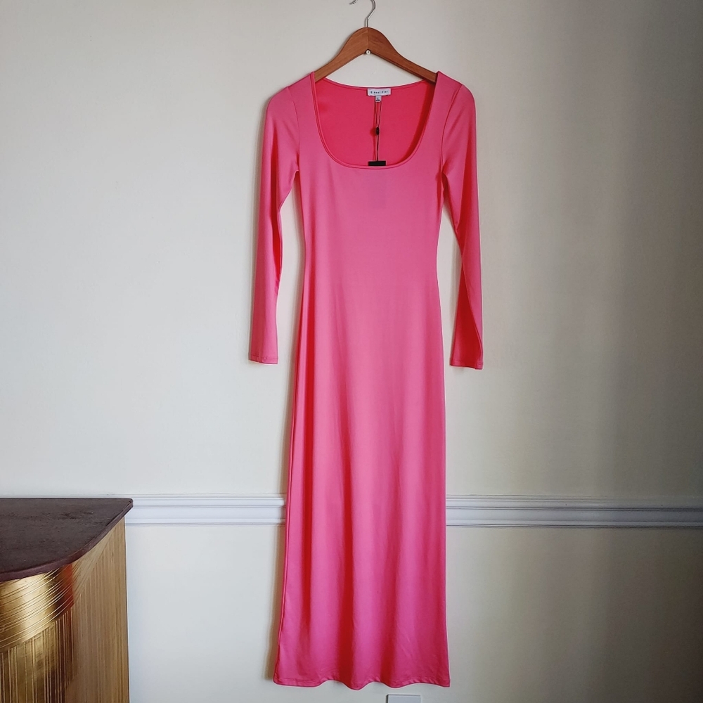 🏷Gianni Bini Column Icon Knit Scoop Neck Long Sleeve Bodycon Midi Dress